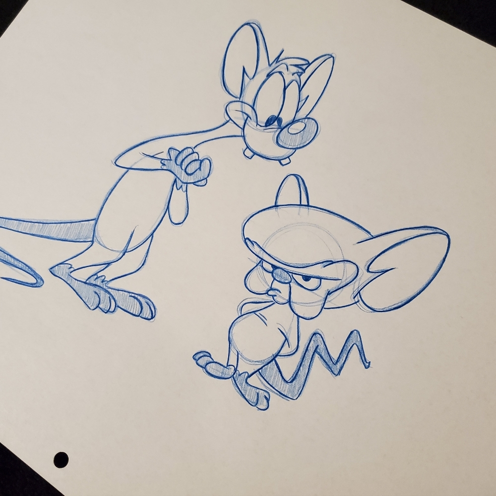 Pinky and the Brain Animaniacs WB Amblin Drawing/sketch signed art Warner Bros - Picture 3 of 4